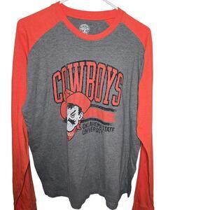 Oklahoma State Cowboys Rivalry Threads Long Sleeve Tee Gray Orange Pistol Pete